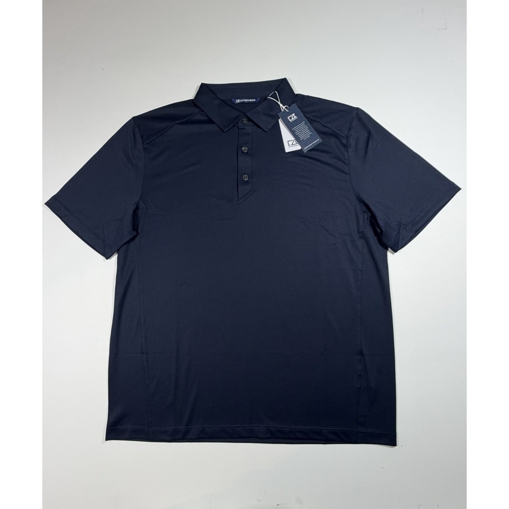 Cutter & Buck Mens L Blue Forge Eco Recycled Golf Polo Shirt 4-Way NWT MCK01236